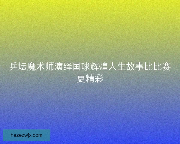 乒坛魔术师演绎国球辉煌人生故事比比赛更精彩