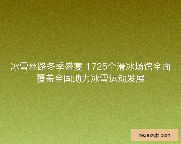 冰雪丝路冬季盛宴 1725个滑冰场馆全面覆盖全国助力冰雪运动发展