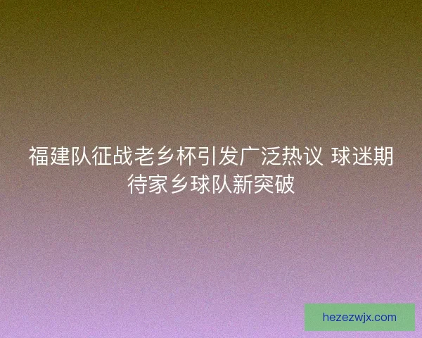 福建队征战老乡杯引发广泛热议 球迷期待家乡球队新突破 福建队征战老乡杯引发广泛热议 球迷期待家乡球队新突破