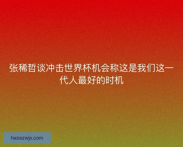 张稀哲谈冲击世界杯机会称这是我们这一代人最好的时机