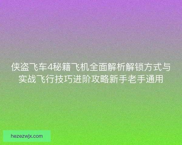 侠盗飞车4秘籍飞机全面解析解锁方式与实战飞行技巧进阶攻略新手老手通用