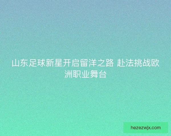 山东足球新星开启留洋之路 赴法挑战欧洲职业舞台